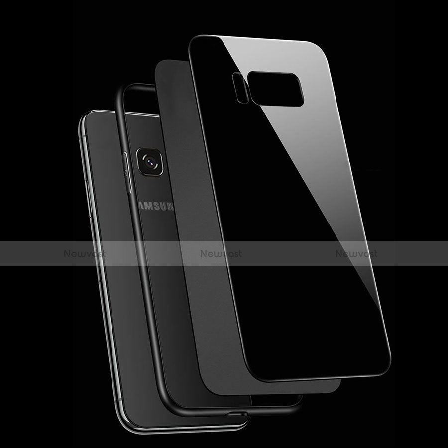 Silicone Frame Mirror Case Cover with Magnetic Finger Ring Stand for Samsung Galaxy S8 Plus