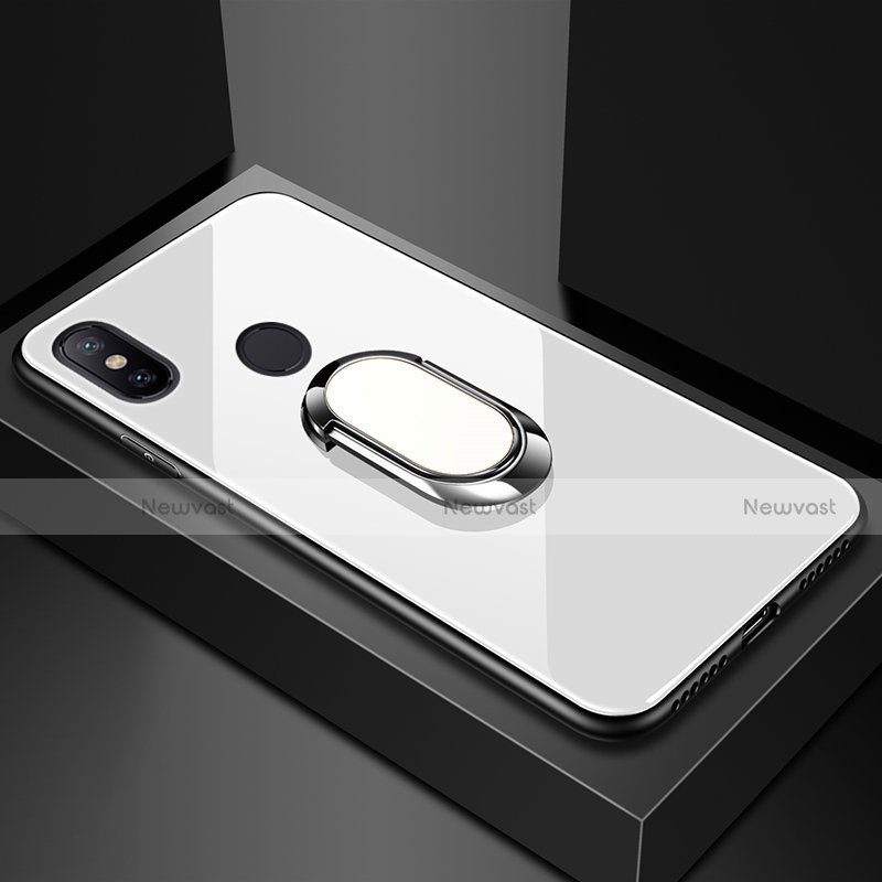 Silicone Frame Mirror Case Cover with Magnetic Finger Ring Stand for Xiaomi Mi Max 3