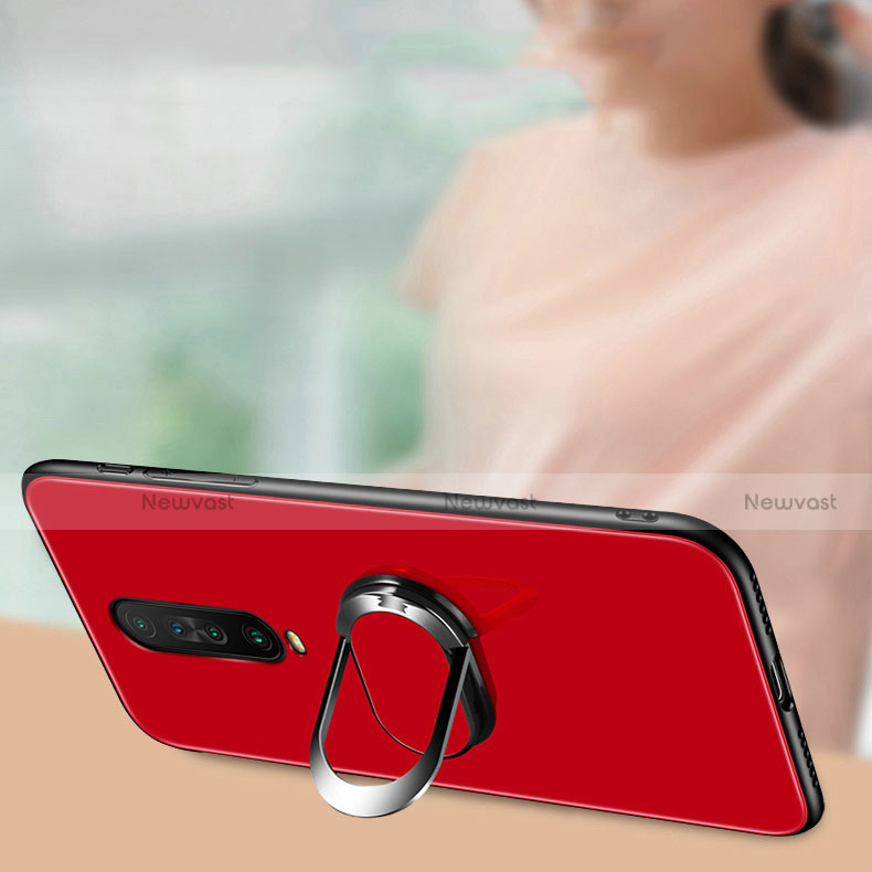 Silicone Frame Mirror Case Cover with Magnetic Finger Ring Stand for Xiaomi Poco X2