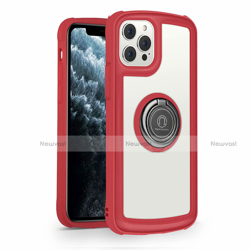 Silicone Frame Mirror Case Cover with Magnetic Finger Ring Stand N01 for Apple iPhone 12 Pro Max