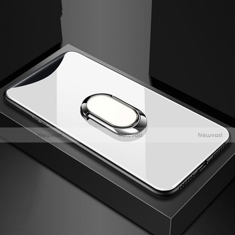 Silicone Frame Mirror Case Cover with Magnetic Finger Ring Stand T01 for Oppo Find X Super Flash Edition