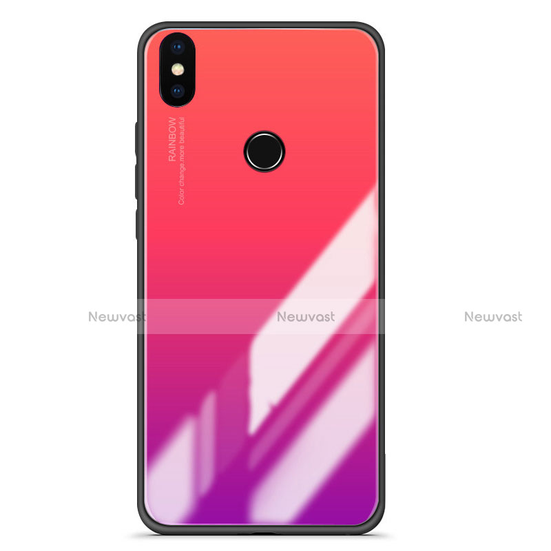 Silicone Frame Mirror Gradient Case Cover for Xiaomi Mi 6X Hot Pink