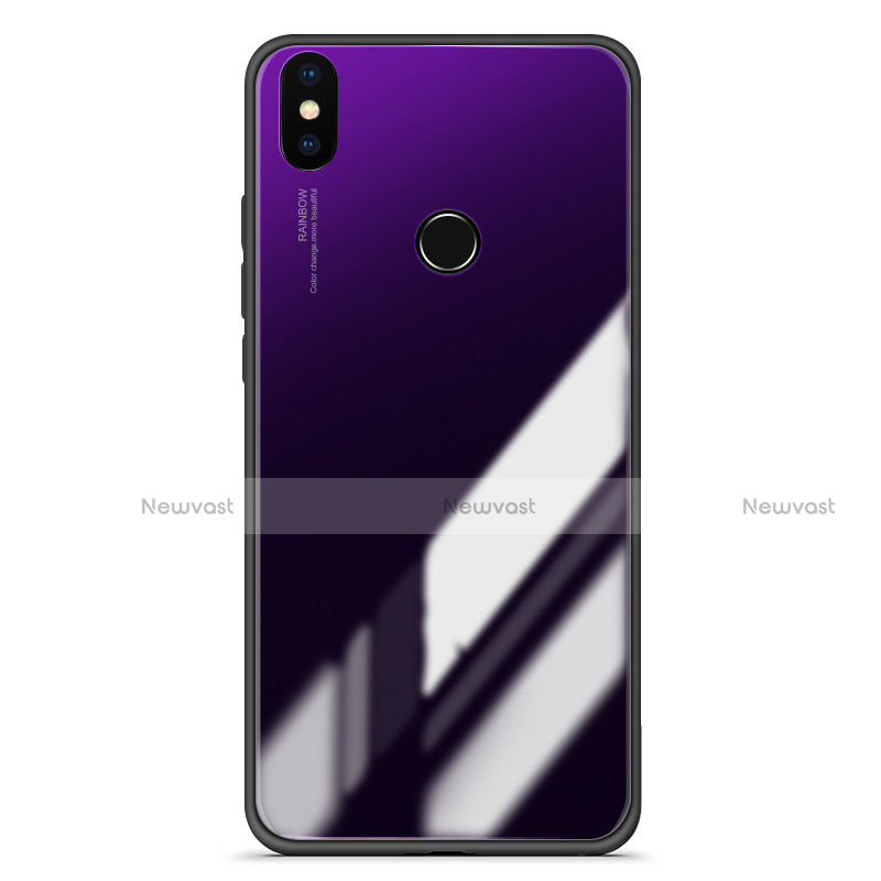 Silicone Frame Mirror Gradient Case Cover for Xiaomi Mi 6X Purple