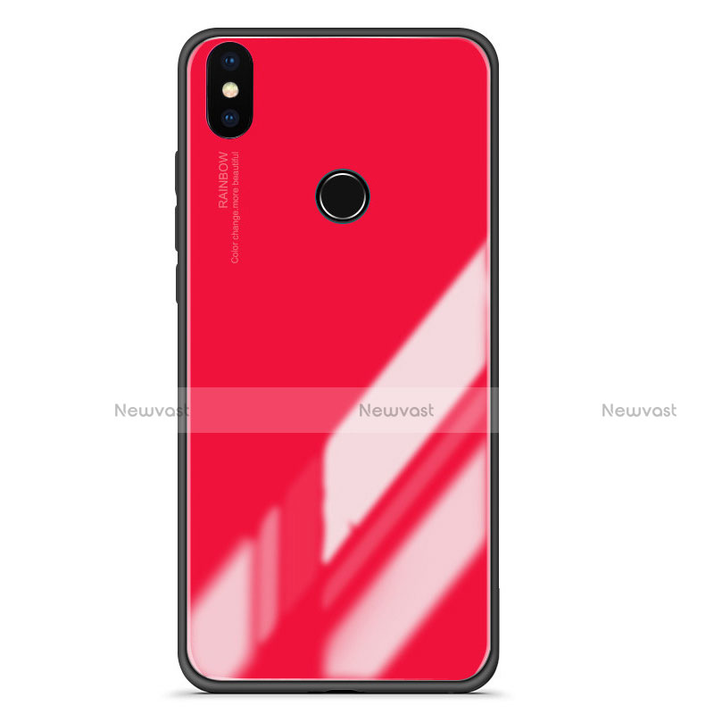 Silicone Frame Mirror Gradient Case Cover for Xiaomi Mi 6X Red