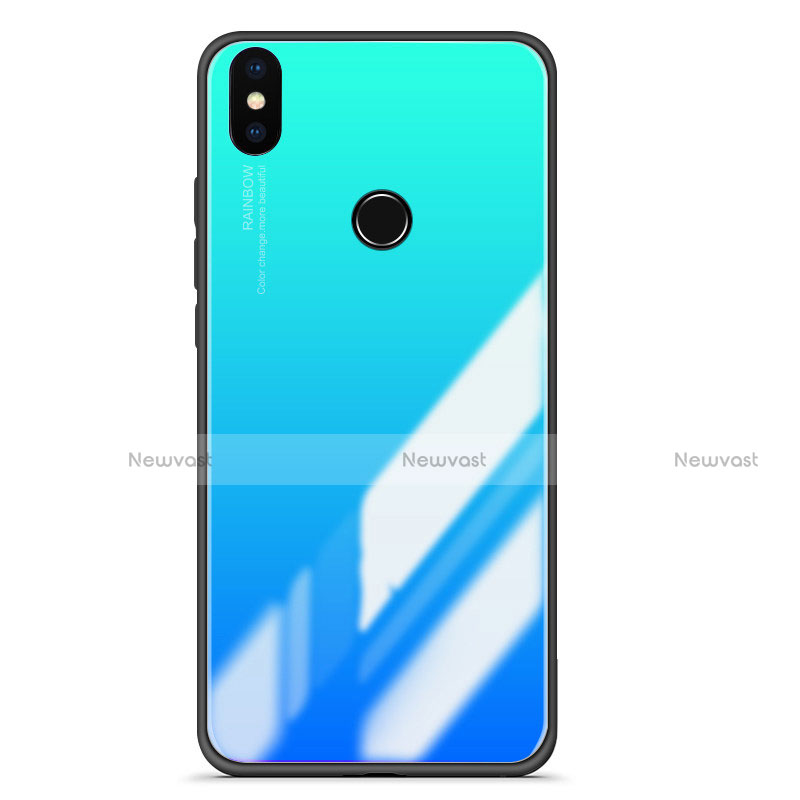 Silicone Frame Mirror Gradient Case Cover for Xiaomi Mi A2 Sky Blue