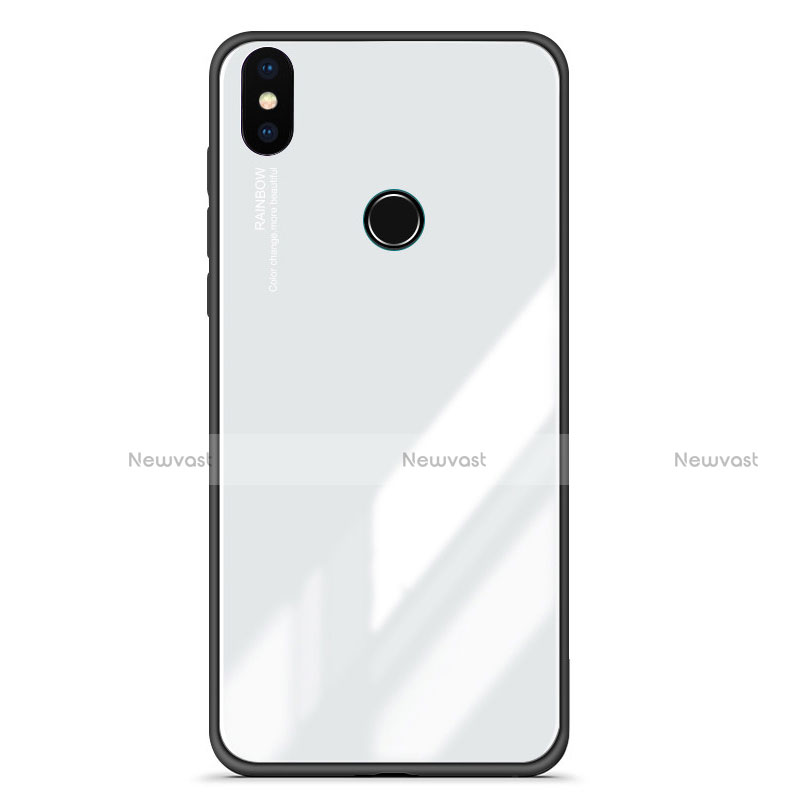 Silicone Frame Mirror Gradient Case Cover for Xiaomi Mi A2 White