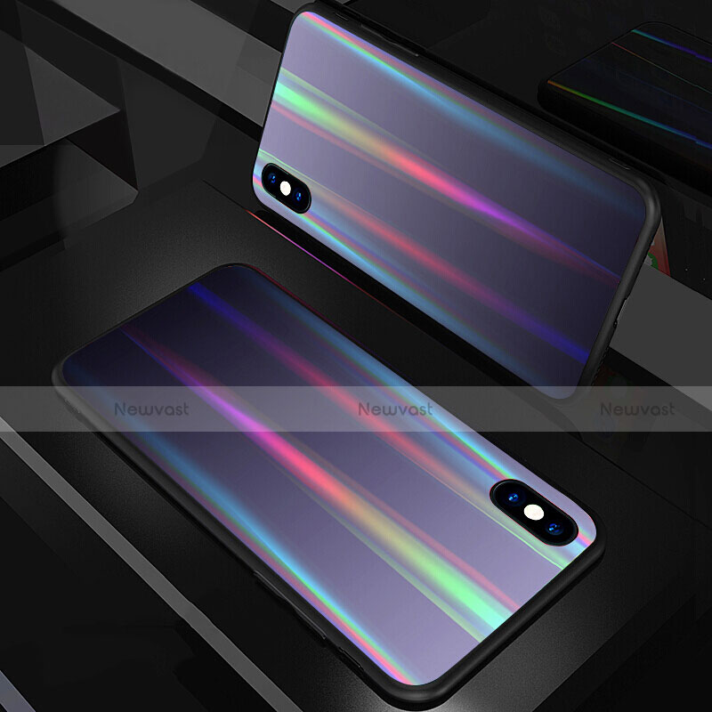 Silicone Frame Mirror Rainbow Gradient Case Cover A01 for Apple iPhone Xs