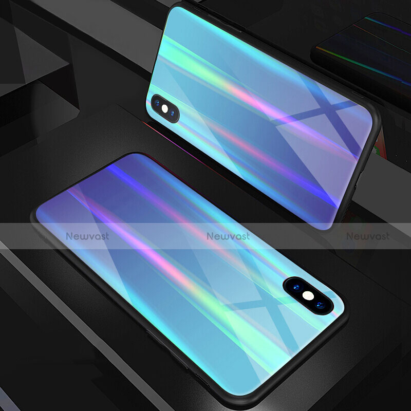 Silicone Frame Mirror Rainbow Gradient Case Cover A01 for Apple iPhone Xs Max