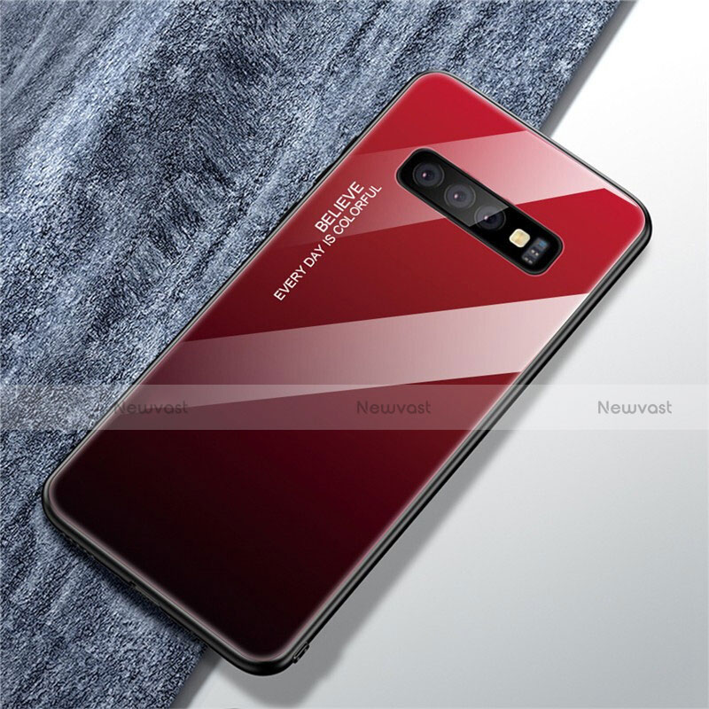 Silicone Frame Mirror Rainbow Gradient Case Cover A01 for Samsung Galaxy S10 Plus Red