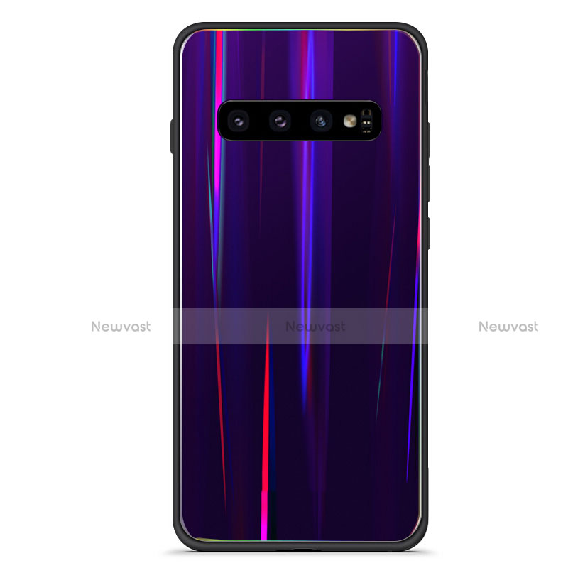 Silicone Frame Mirror Rainbow Gradient Case Cover A02 for Samsung Galaxy S10 Plus Purple