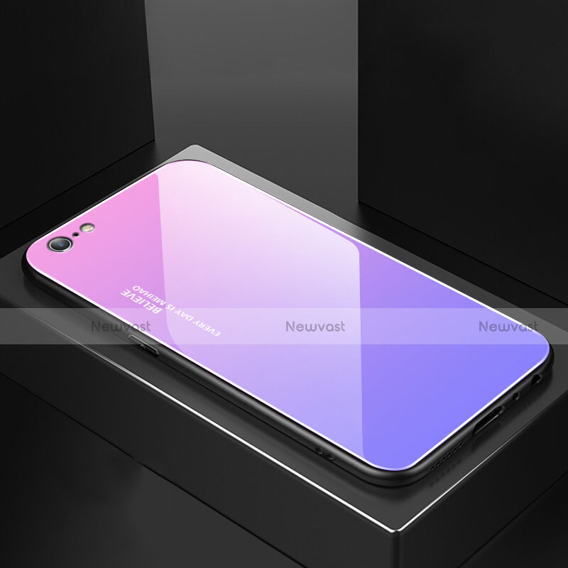 Silicone Frame Mirror Rainbow Gradient Case Cover for Apple iPhone 6 Purple