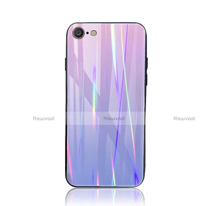 Silicone Frame Mirror Rainbow Gradient Case Cover for Apple iPhone 7 Purple