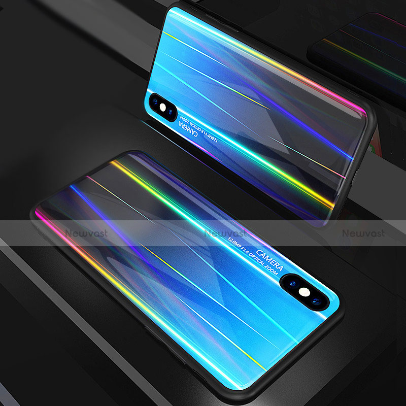 Silicone Frame Mirror Rainbow Gradient Case Cover for Apple iPhone X