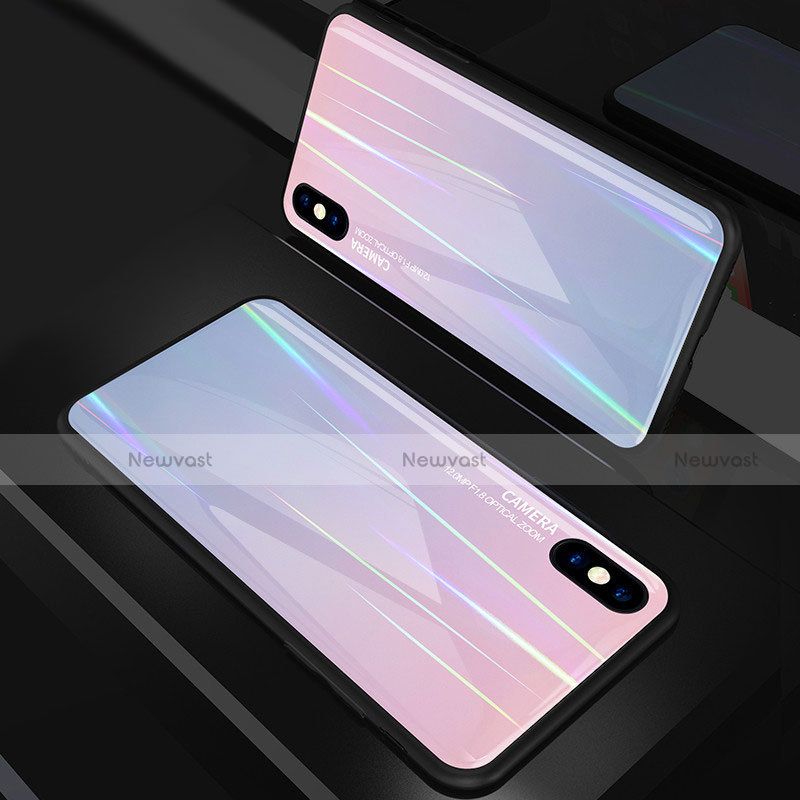 Silicone Frame Mirror Rainbow Gradient Case Cover for Apple iPhone Xs