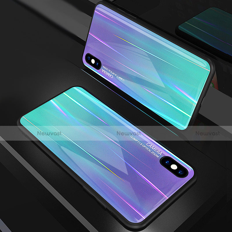 Silicone Frame Mirror Rainbow Gradient Case Cover for Apple iPhone Xs