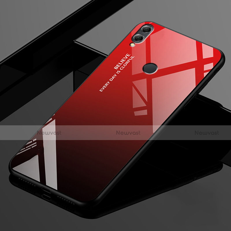 Silicone Frame Mirror Rainbow Gradient Case Cover for Huawei Enjoy Max Red