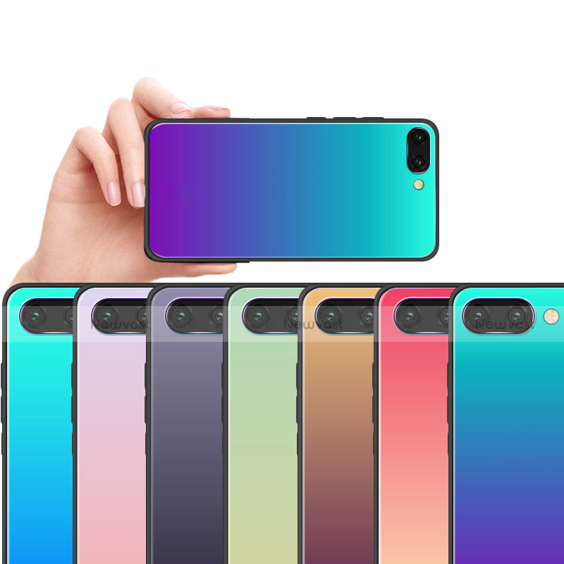 Silicone Frame Mirror Rainbow Gradient Case Cover for Huawei Honor 10