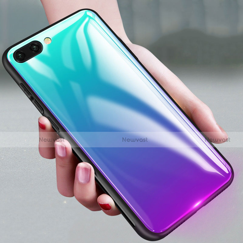 Silicone Frame Mirror Rainbow Gradient Case Cover for Huawei Honor 10