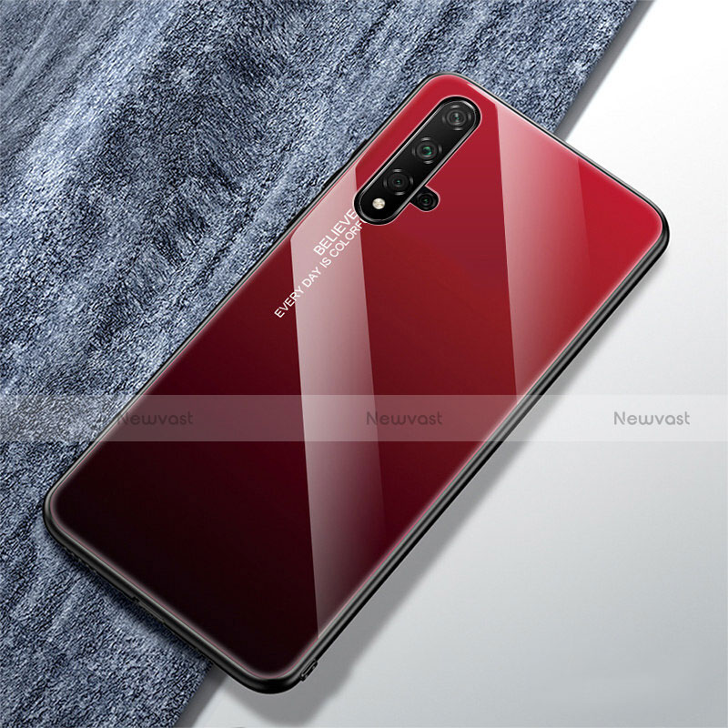 Silicone Frame Mirror Rainbow Gradient Case Cover for Huawei Honor 20 Red