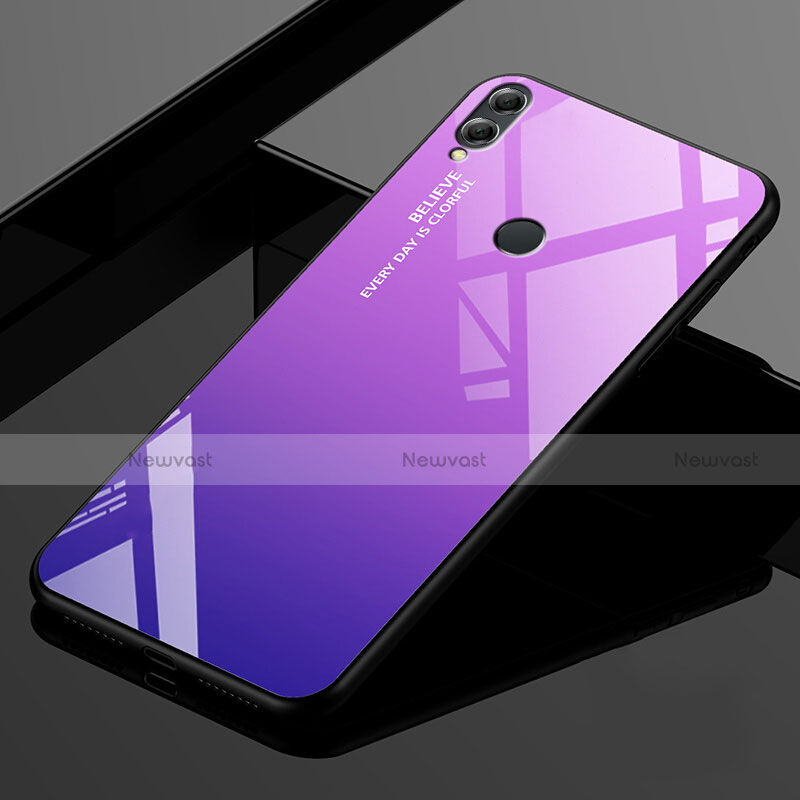 Silicone Frame Mirror Rainbow Gradient Case Cover for Huawei Honor 8X Max Purple