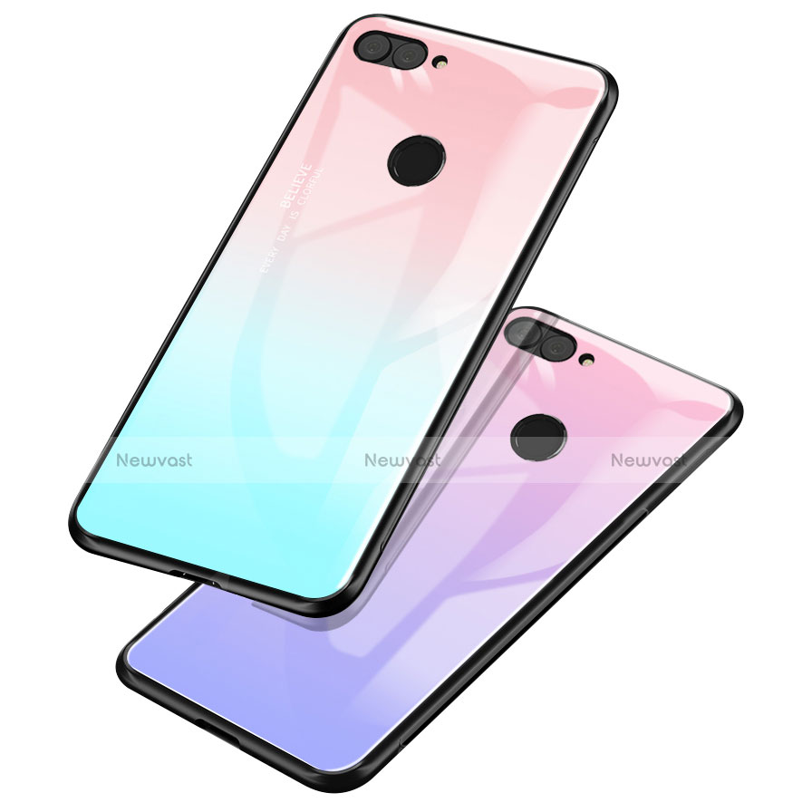 Silicone Frame Mirror Rainbow Gradient Case Cover for Huawei Honor 9i