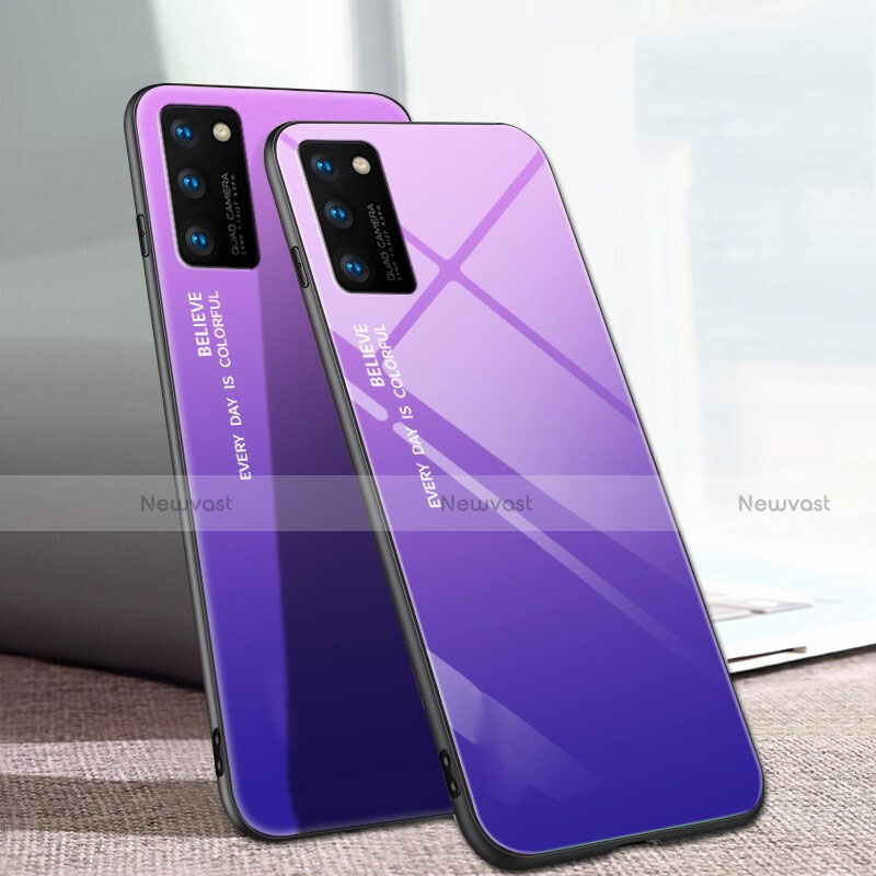 Silicone Frame Mirror Rainbow Gradient Case Cover for Huawei Honor View 30 Pro 5G Purple