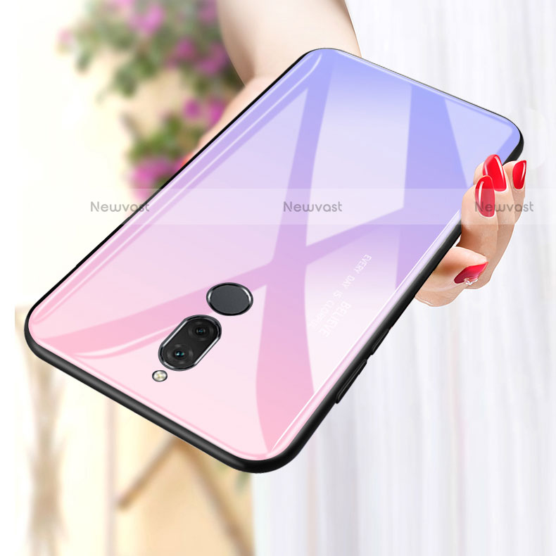 Silicone Frame Mirror Rainbow Gradient Case Cover for Huawei Mate 10 Lite