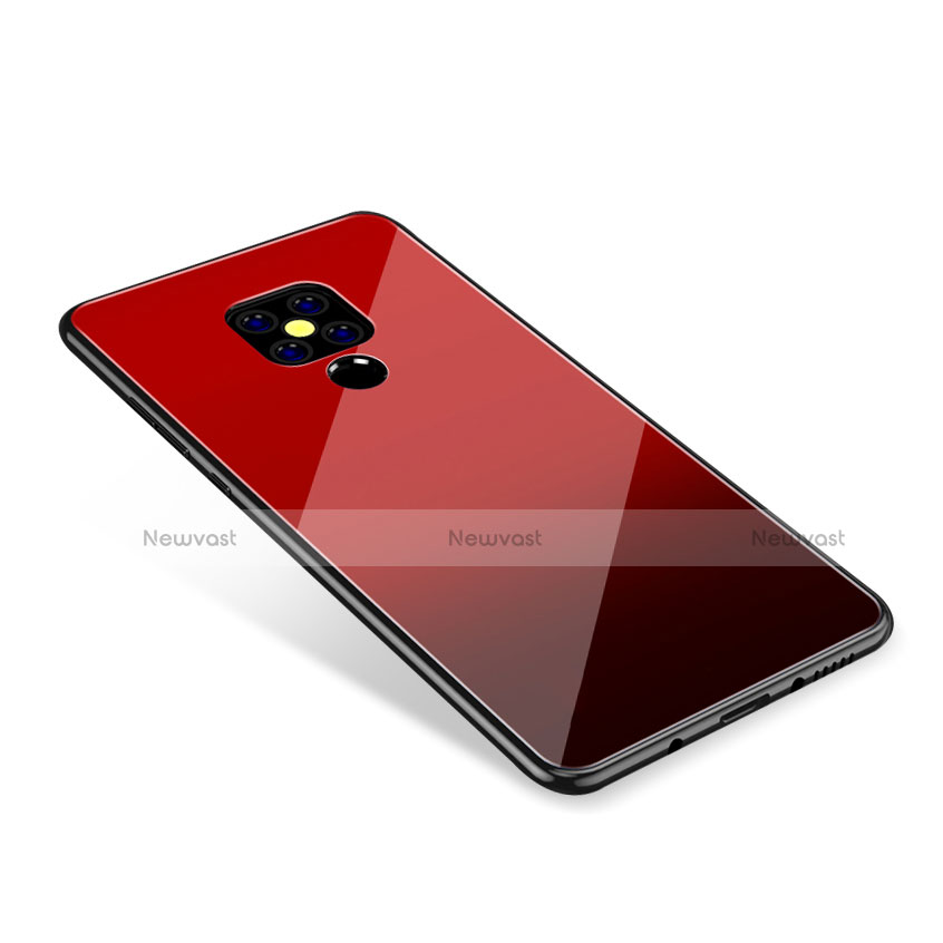 Silicone Frame Mirror Rainbow Gradient Case Cover for Huawei Mate 20 Red