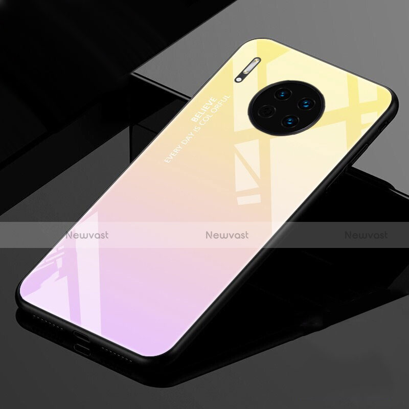 Silicone Frame Mirror Rainbow Gradient Case Cover for Huawei Mate 30 Gold