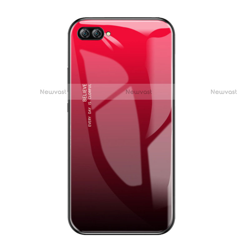 Silicone Frame Mirror Rainbow Gradient Case Cover for Huawei Nova 2S Red