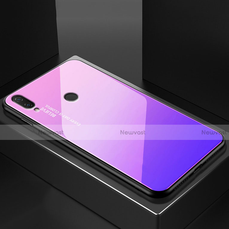 Silicone Frame Mirror Rainbow Gradient Case Cover for Huawei Nova 3e Purple