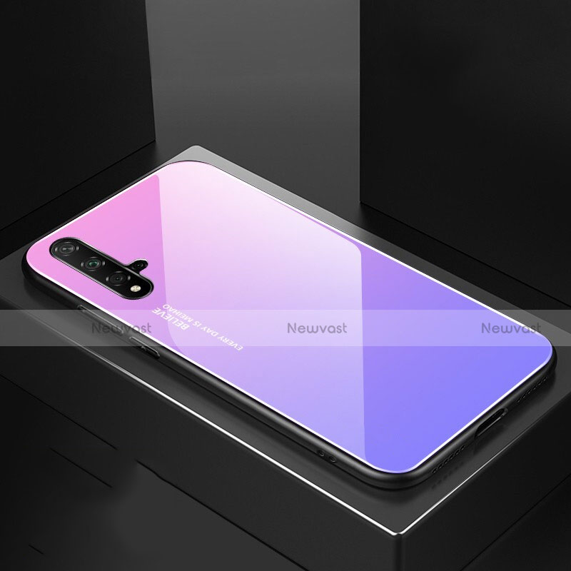 Silicone Frame Mirror Rainbow Gradient Case Cover for Huawei Nova 5 Pink