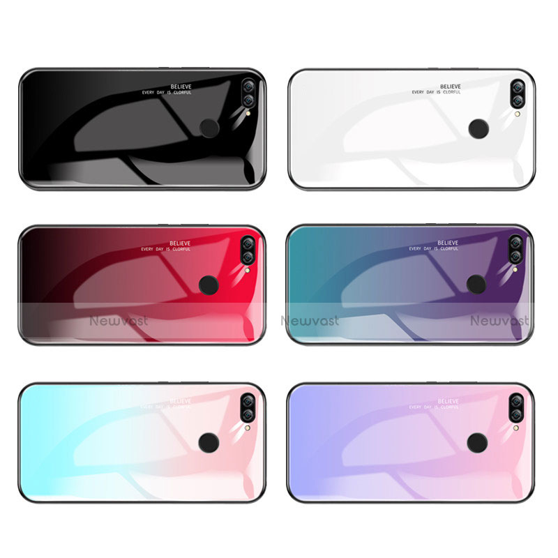 Silicone Frame Mirror Rainbow Gradient Case Cover for Huawei P Smart