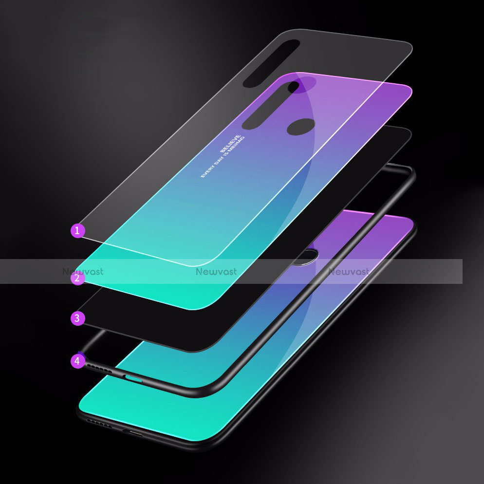 Silicone Frame Mirror Rainbow Gradient Case Cover for Huawei P Smart+ Plus (2019)