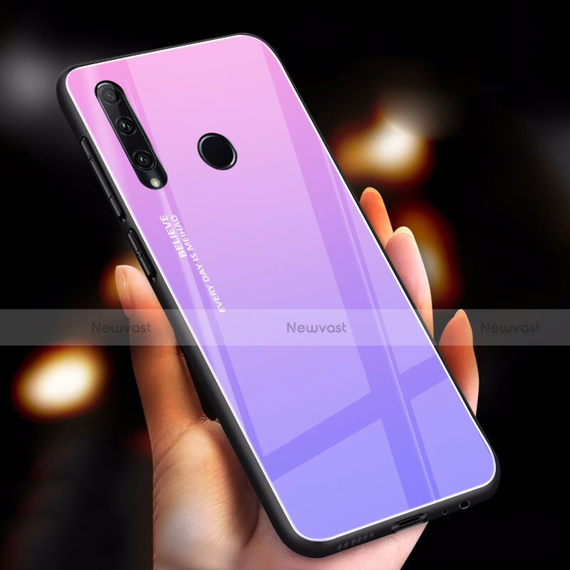 Silicone Frame Mirror Rainbow Gradient Case Cover for Huawei P Smart+ Plus (2019) Purple