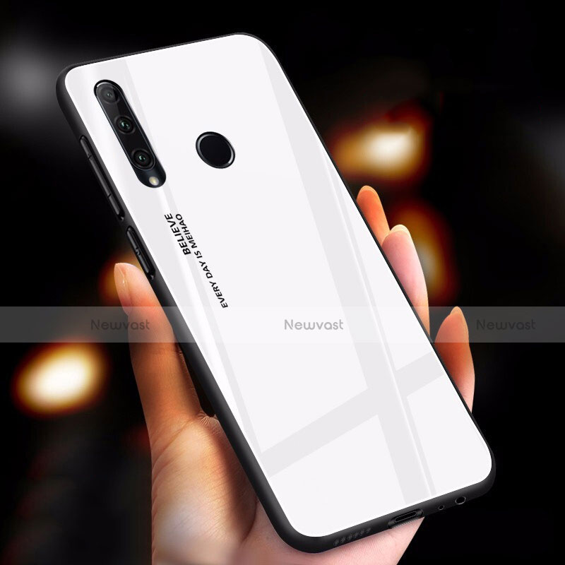 Silicone Frame Mirror Rainbow Gradient Case Cover for Huawei P Smart+ Plus (2019) White