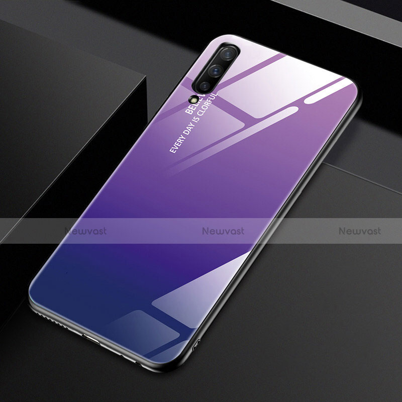 Silicone Frame Mirror Rainbow Gradient Case Cover for Huawei P Smart Pro (2019) Purple