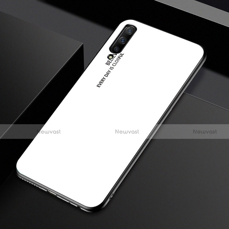 Silicone Frame Mirror Rainbow Gradient Case Cover for Huawei P Smart Pro (2019) White