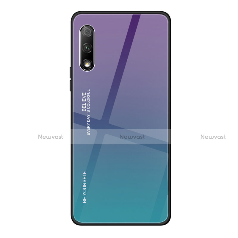 Silicone Frame Mirror Rainbow Gradient Case Cover for Huawei P Smart Z (2019) Purple