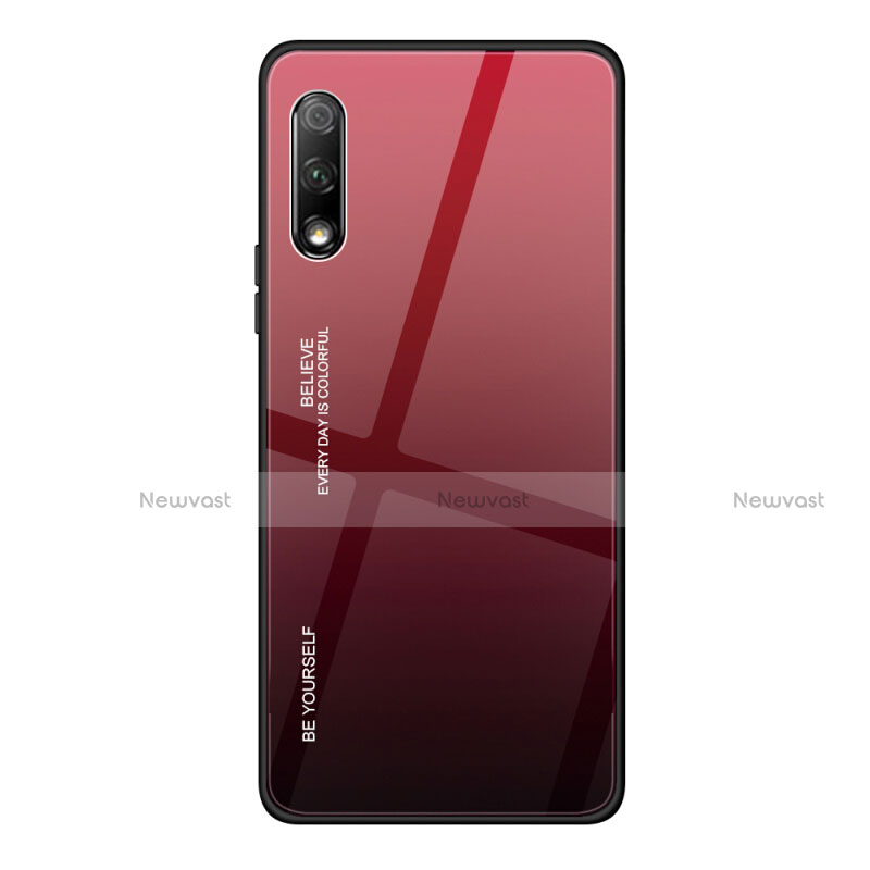 Silicone Frame Mirror Rainbow Gradient Case Cover for Huawei P Smart Z (2019) Red