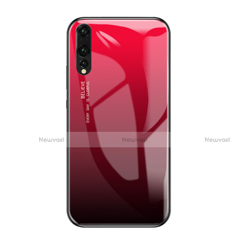 Silicone Frame Mirror Rainbow Gradient Case Cover for Huawei P20 Pro Red