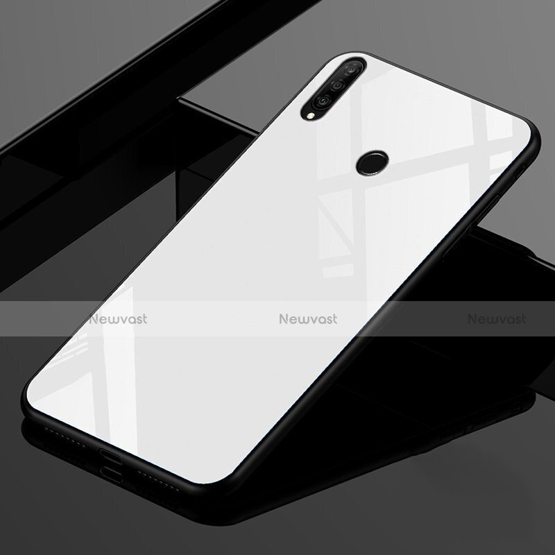 Silicone Frame Mirror Rainbow Gradient Case Cover for Huawei P30 Lite XL White