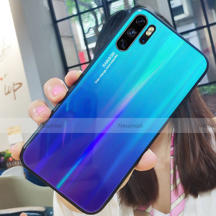 Silicone Frame Mirror Rainbow Gradient Case Cover for Huawei P30 Pro