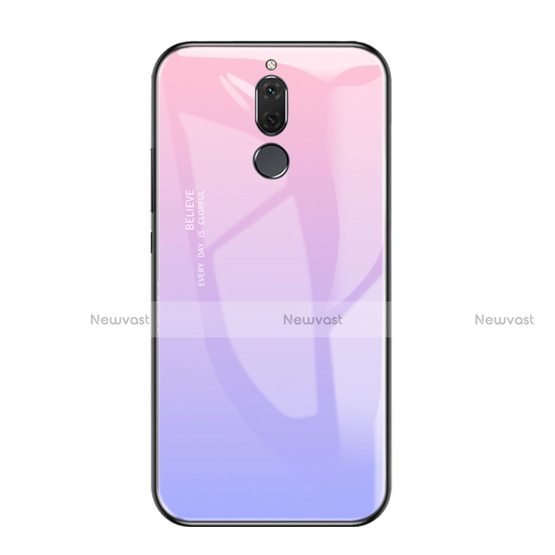 Silicone Frame Mirror Rainbow Gradient Case Cover for Huawei Rhone Purple