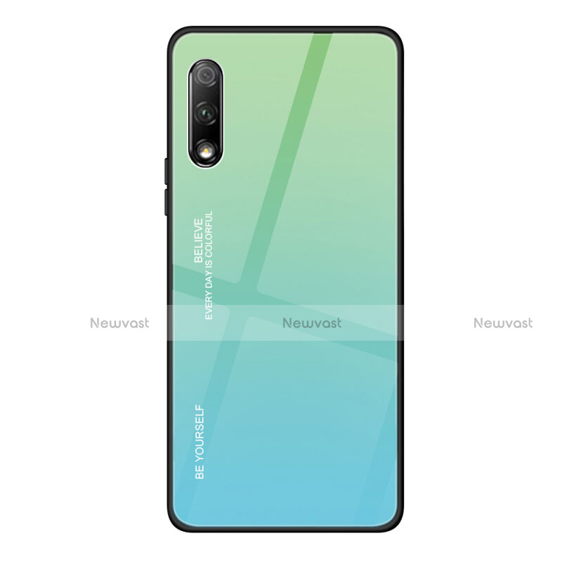 Silicone Frame Mirror Rainbow Gradient Case Cover for Huawei Y9 Prime (2019) Green