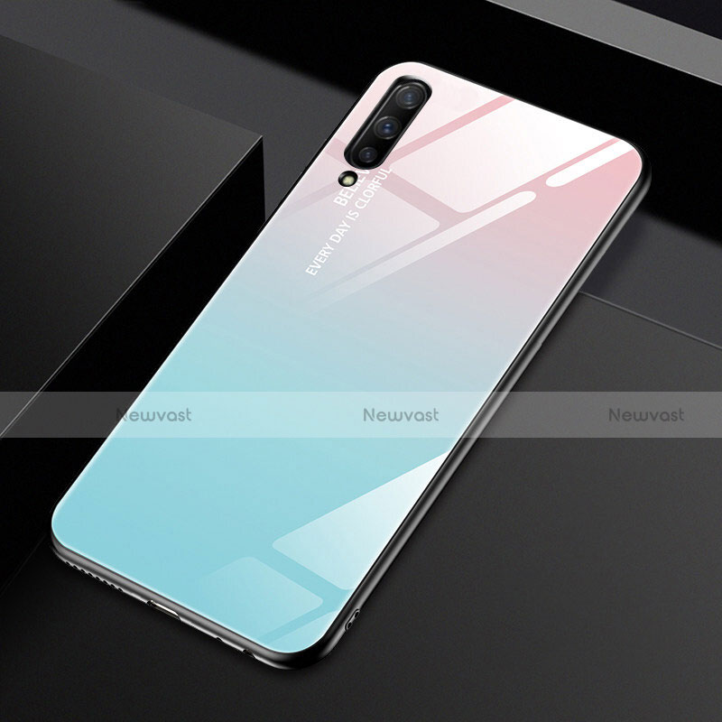 Silicone Frame Mirror Rainbow Gradient Case Cover for Huawei Y9s Cyan