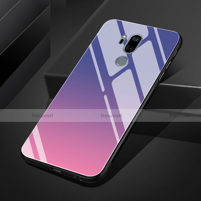 Silicone Frame Mirror Rainbow Gradient Case Cover for LG G7 Purple