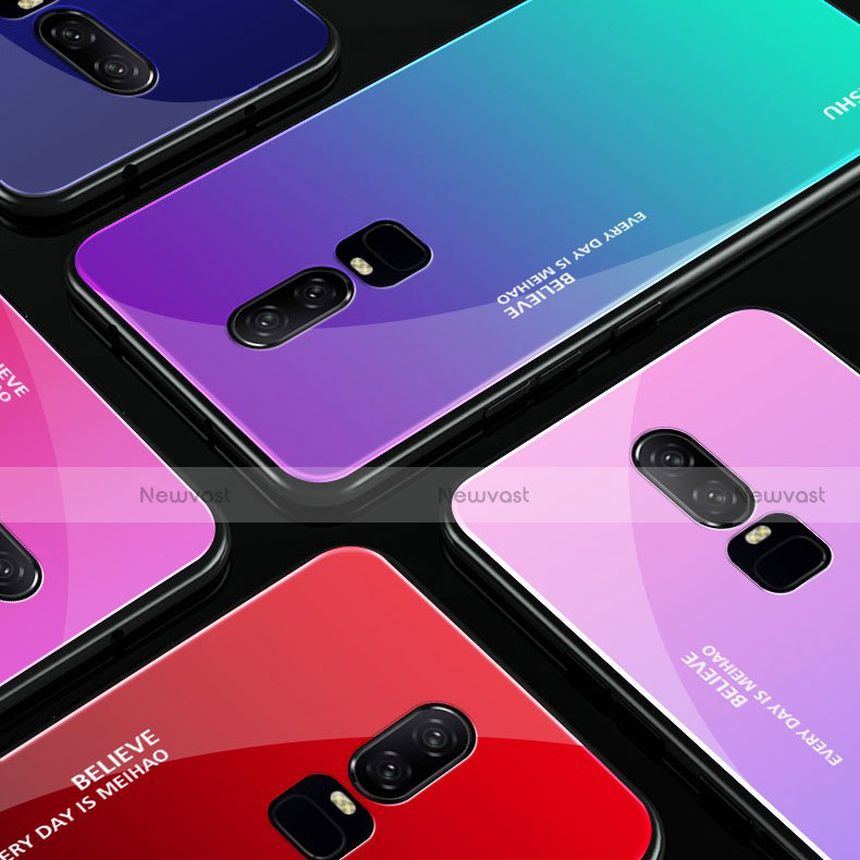 Silicone Frame Mirror Rainbow Gradient Case Cover for OnePlus 6