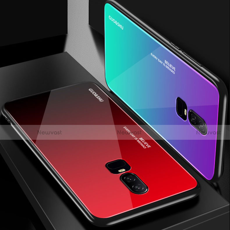 Silicone Frame Mirror Rainbow Gradient Case Cover for OnePlus 6