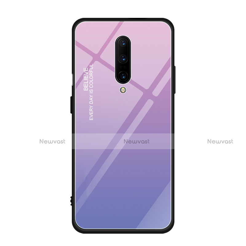 Silicone Frame Mirror Rainbow Gradient Case Cover for OnePlus 7 Pro Purple